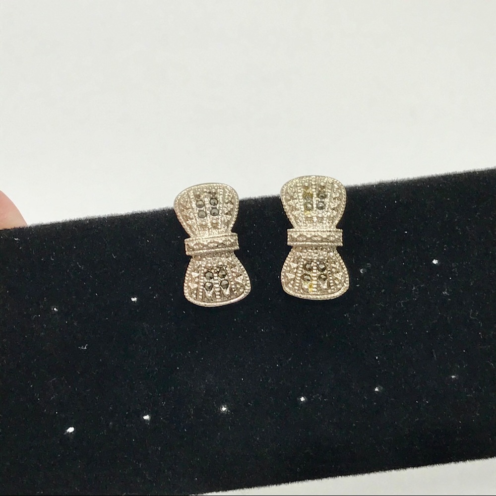 VTG Silver Marcasite Clip On Earrings - Picture 4 of 7